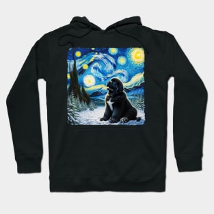 Starry Newfoundland Dog Portrait - Pet Portrait Hoodie